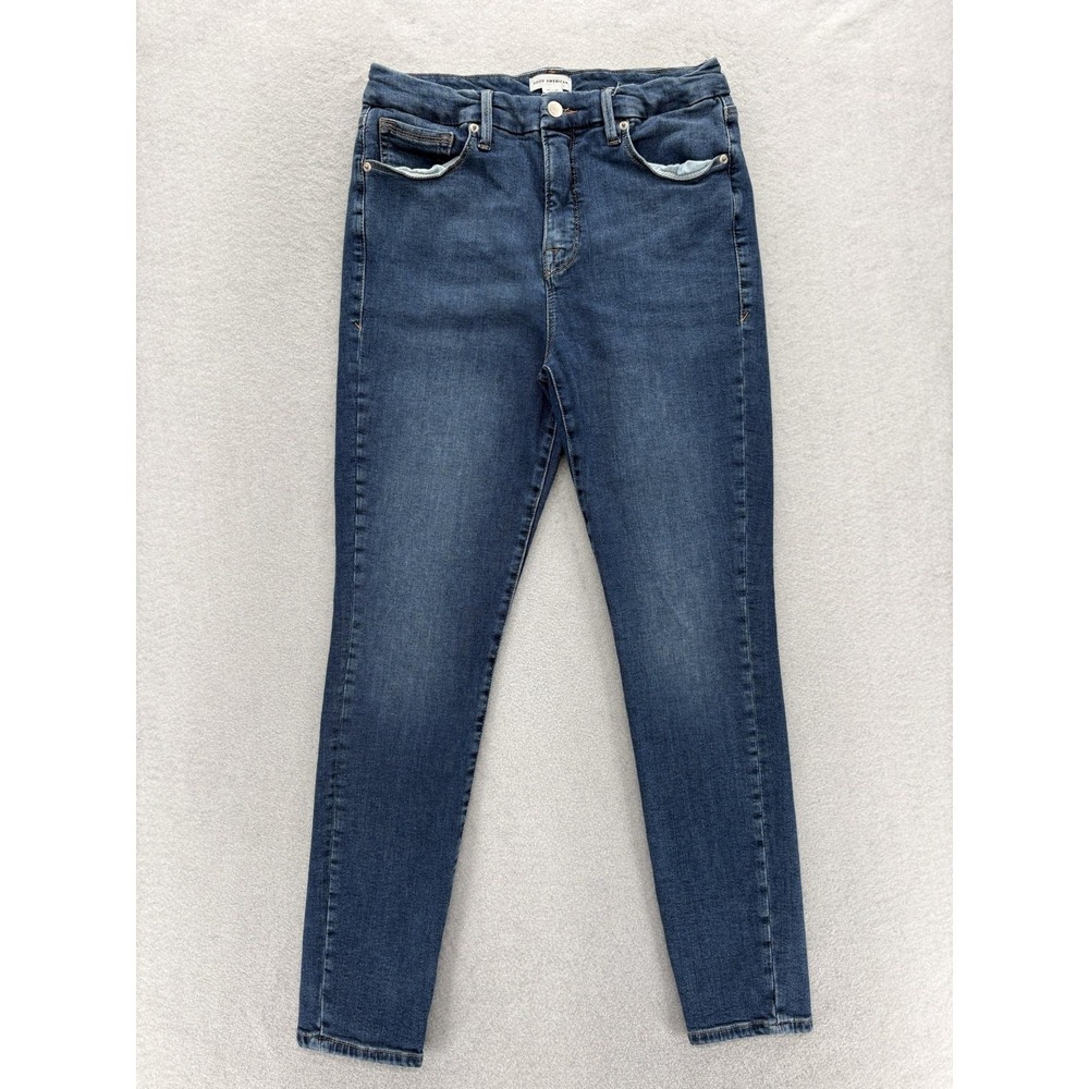 Good American Good Legs Skinny Jeans Womens 12/31 Blue Med Wash Mid Rise Stretch